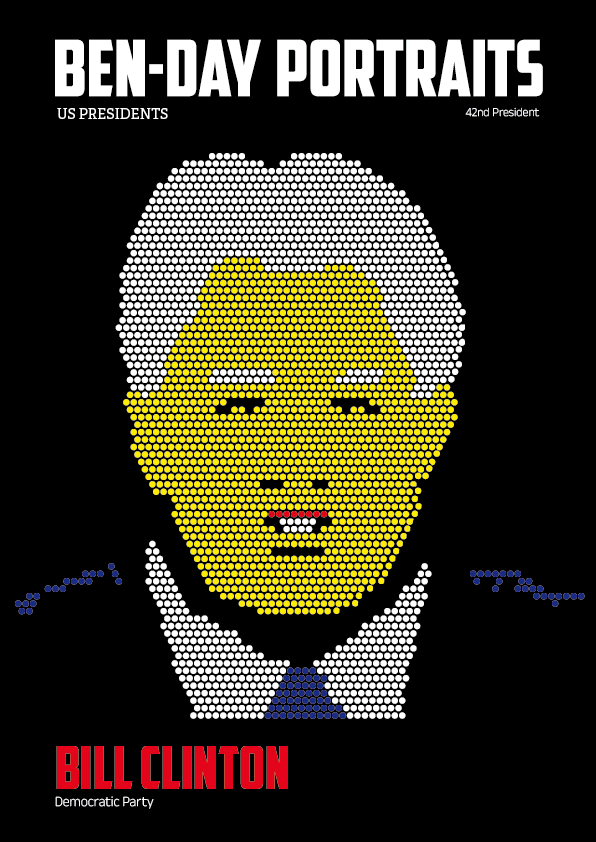 Animated gif with portraits of the last 5 US presidents, from Clinton to Biden
