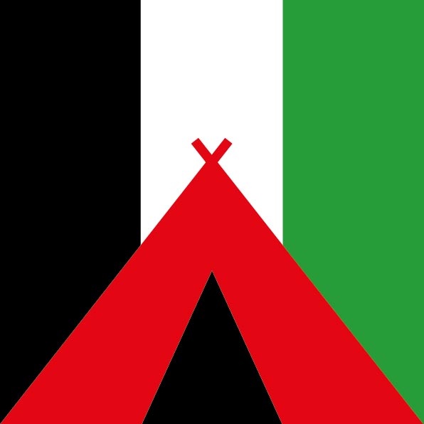 Inverted Gaza flag, the triangle looks like a tent.