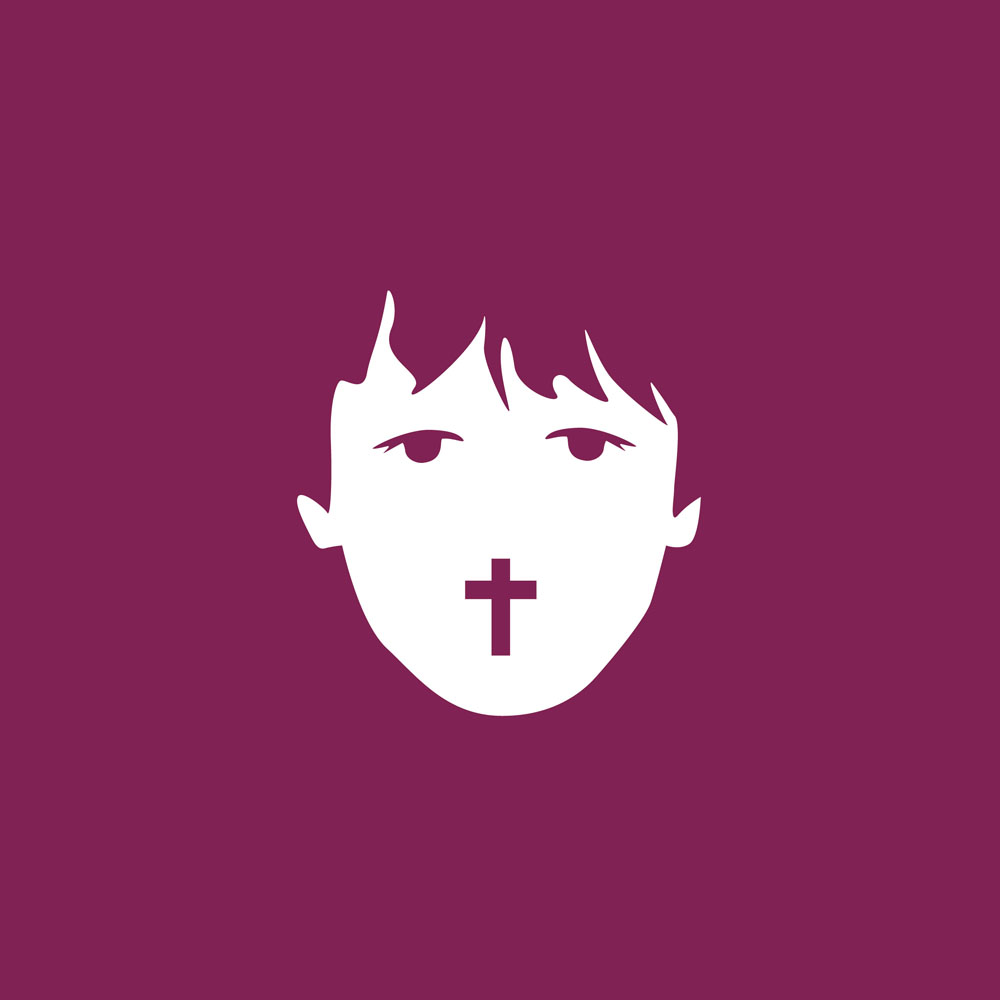 A child silenced with a cross in his mouth